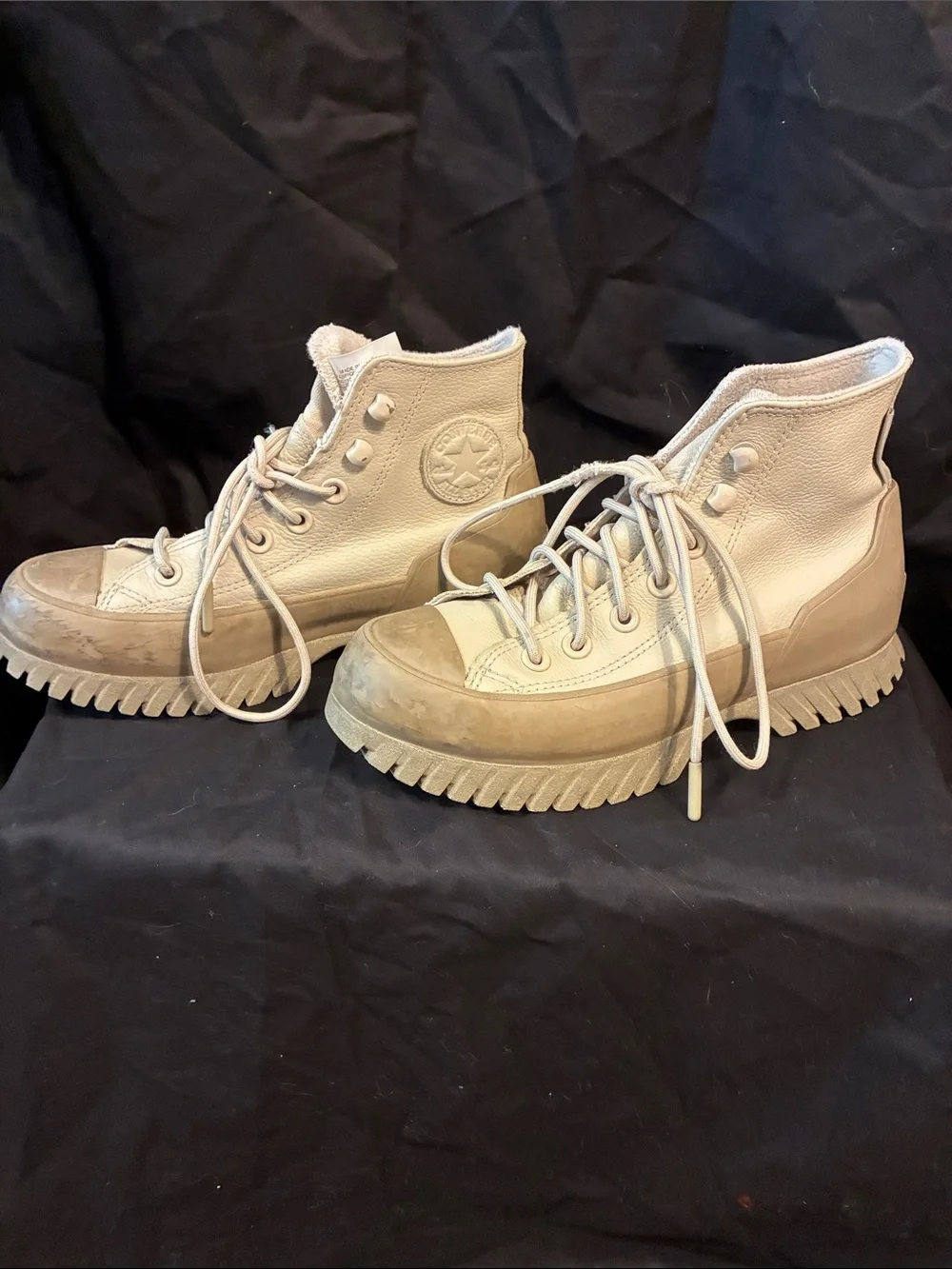 Converse Platform High-Top Sneakers in Beige